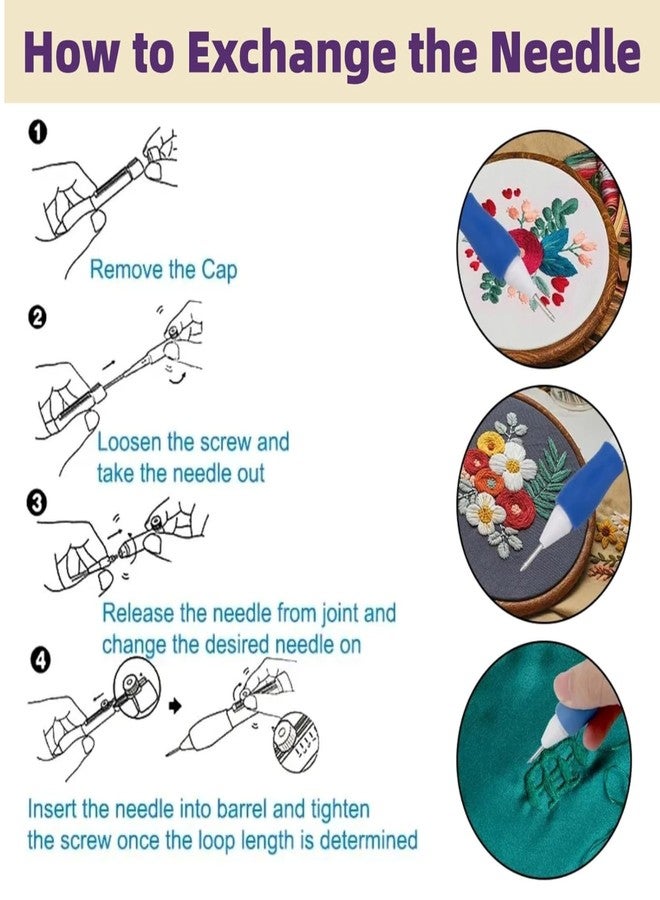 LECRAFT Punch Needle Embroidery Kit with Adjustable Handle, Threaders & Needle Set - DIY Handheld Tool for Wool, Yarn & Fabric Art - Beginner to Expert Craft Ki - Image 3